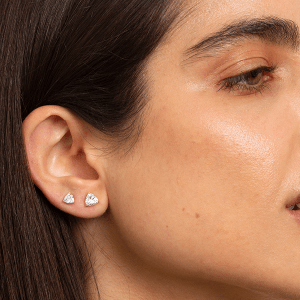 0.50 - 1 ct Aretes con diamante Trillion Oro blanco - BODHANA