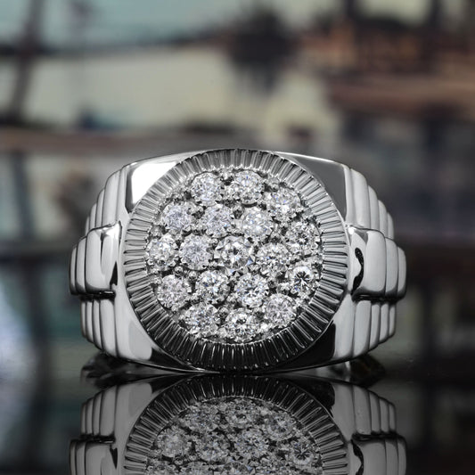 Anillo Compromiso Hombre Clúster Diamante Laboratorio 0.60 Quilates