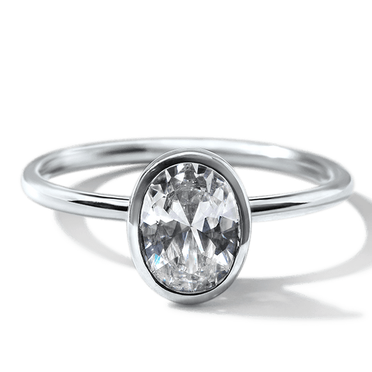 1 ct Anillo de compromiso con diamante Bezel Esmeralda en plata 925 - BODHANA