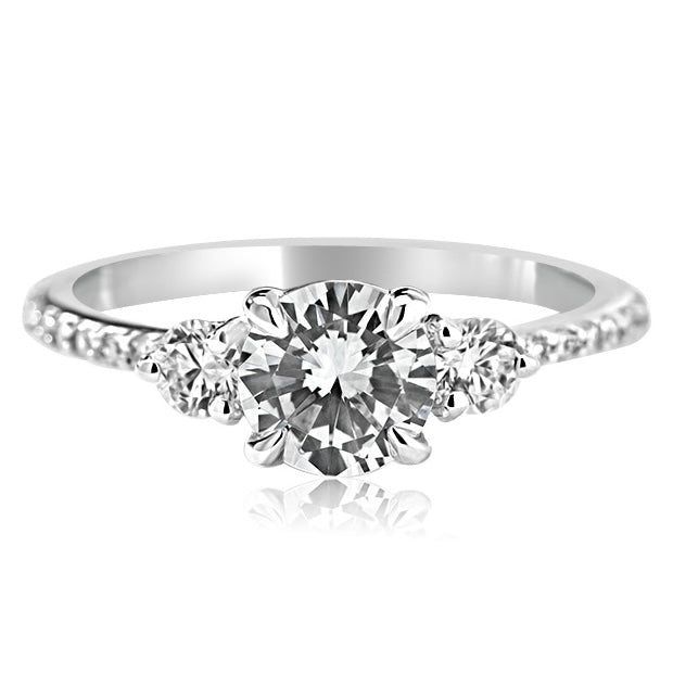 1 ct anillo de compromiso con Diamantes Laterales y Pavé en plata fina 925 con Diamante de Laboratorio - BODHANA