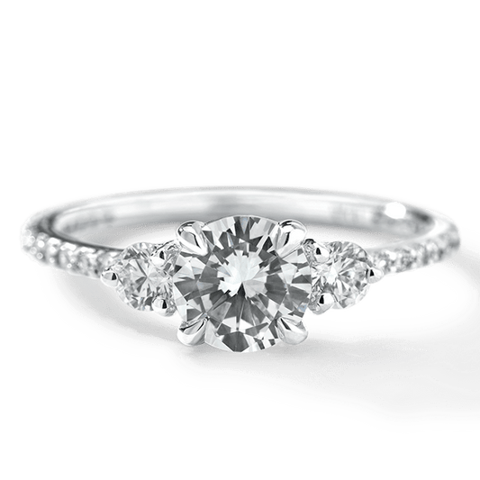 1 ct anillo de compromiso con Diamantes Laterales y Pavé en plata fina 925 con Diamante de Laboratorio - BODHANA