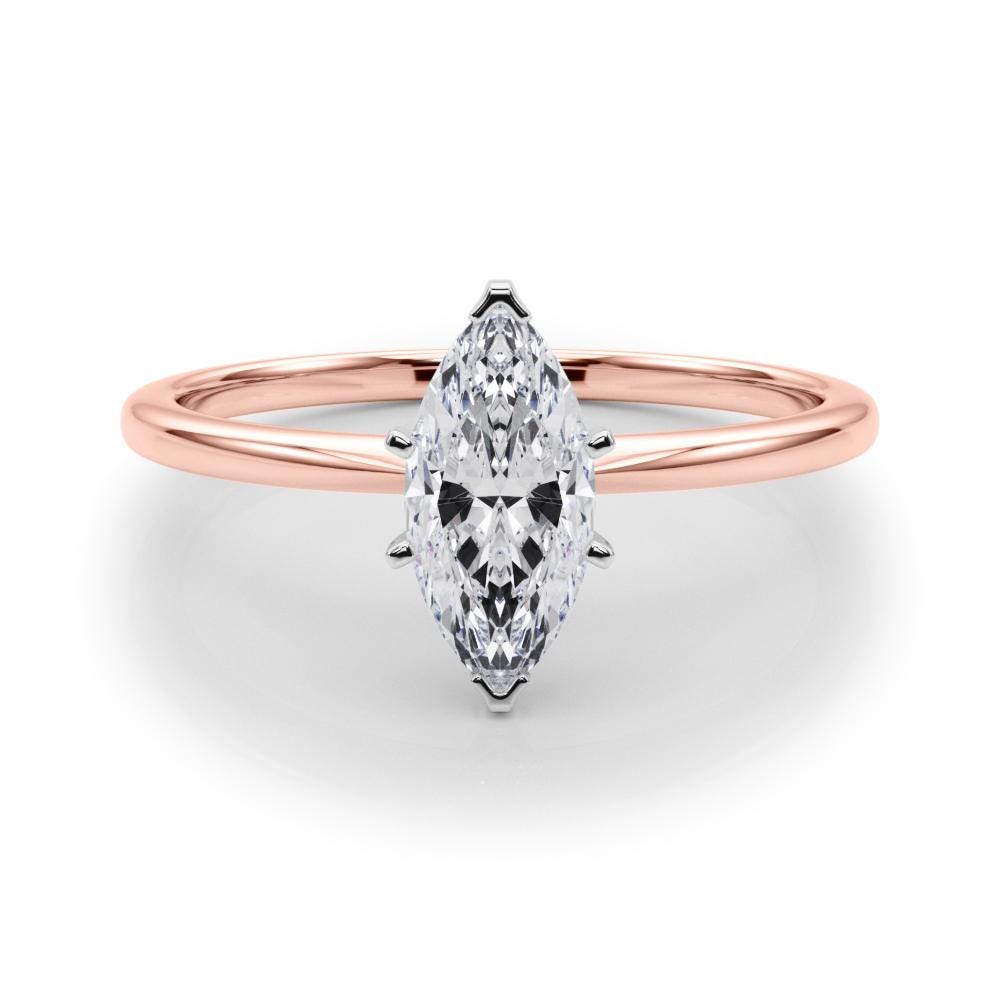 1 ct Anillo de compromiso con diamante Corte Marquise Oro de 14k - BODHANA