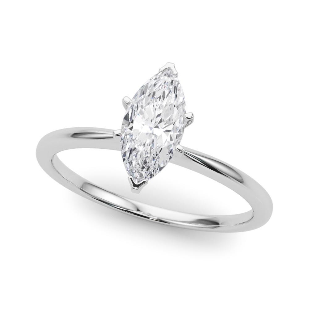1 ct Anillo de compromiso con diamante Corte Marquise Oro de 14k - BODHANA