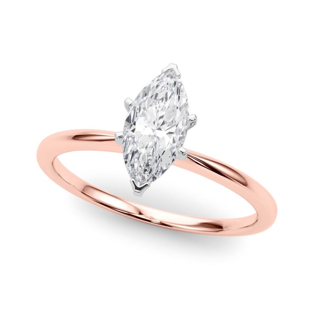 1 ct Anillo de compromiso con diamante Corte Marquise Oro de 14k - BODHANA