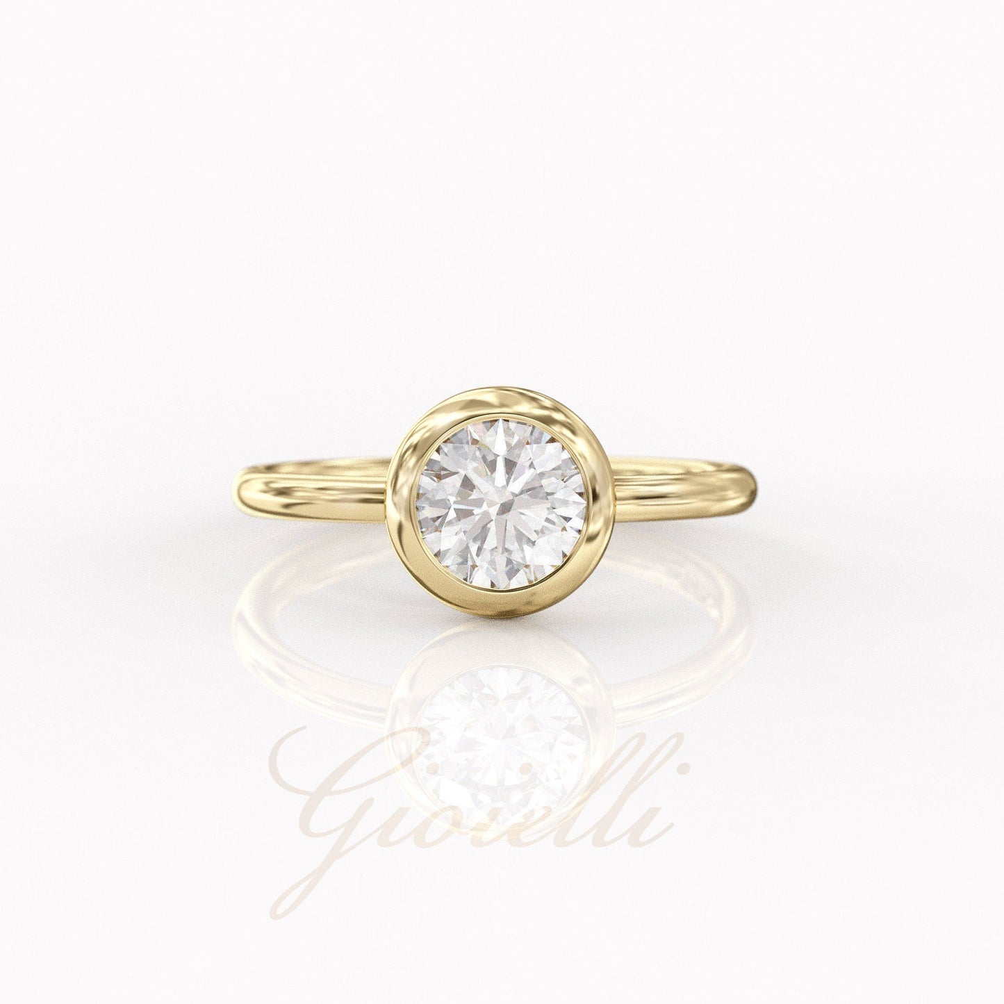 1 ct Anillo de compromiso con diamante redondo oro 14k - BODHANA
