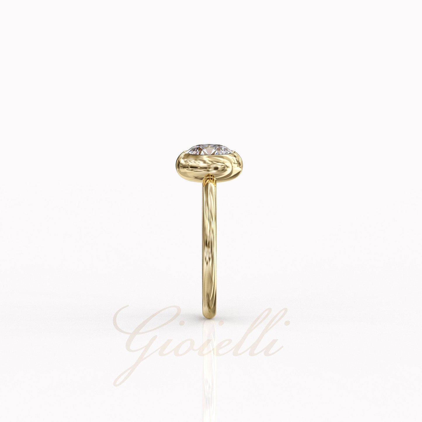1 ct Anillo de compromiso con diamante redondo oro 14k - BODHANA