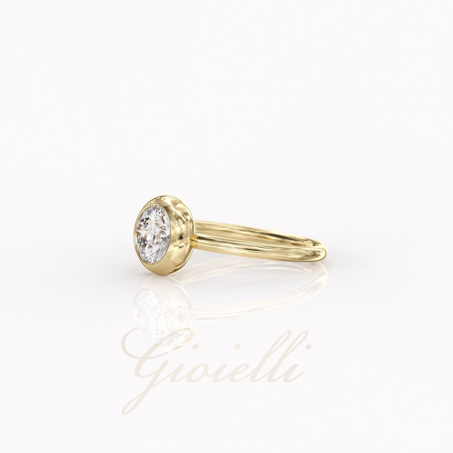1 ct Anillo de compromiso con diamante redondo oro 14k - BODHANA