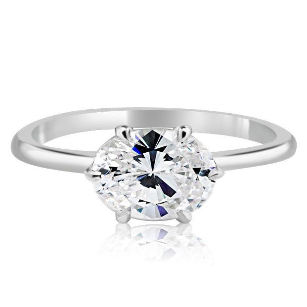 1 ct anillo de compromiso solitario OVAL PERA ESMERALDA RADIANTE horizontal en plata fina 925 con Diamante de Laboratorio - BODHANA