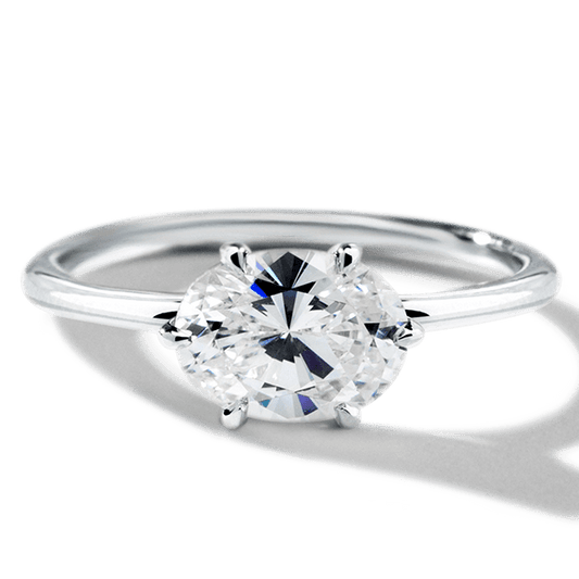 1 ct anillo de compromiso solitario OVAL PERA ESMERALDA RADIANTE horizontal en plata fina 925 con Diamante de Laboratorio - BODHANA