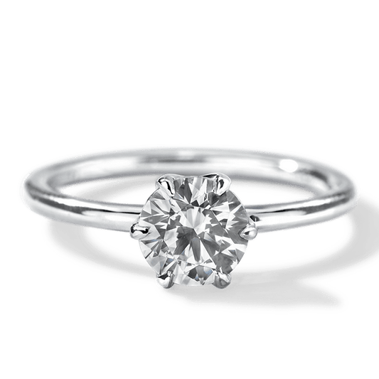1 ct anillo de compromiso solitario seis uñas en plata fina 925 con Diamante de Laboratorio - BODHANA