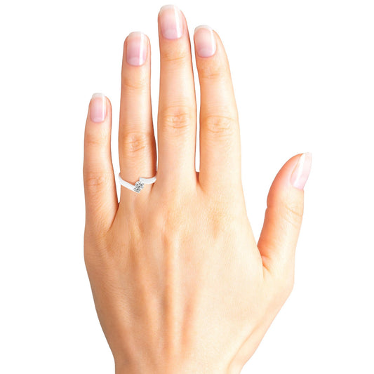 1 ct anillo de compromiso solitario twist en plata fina 925 con Diamante de Laboratorio - BODHANA