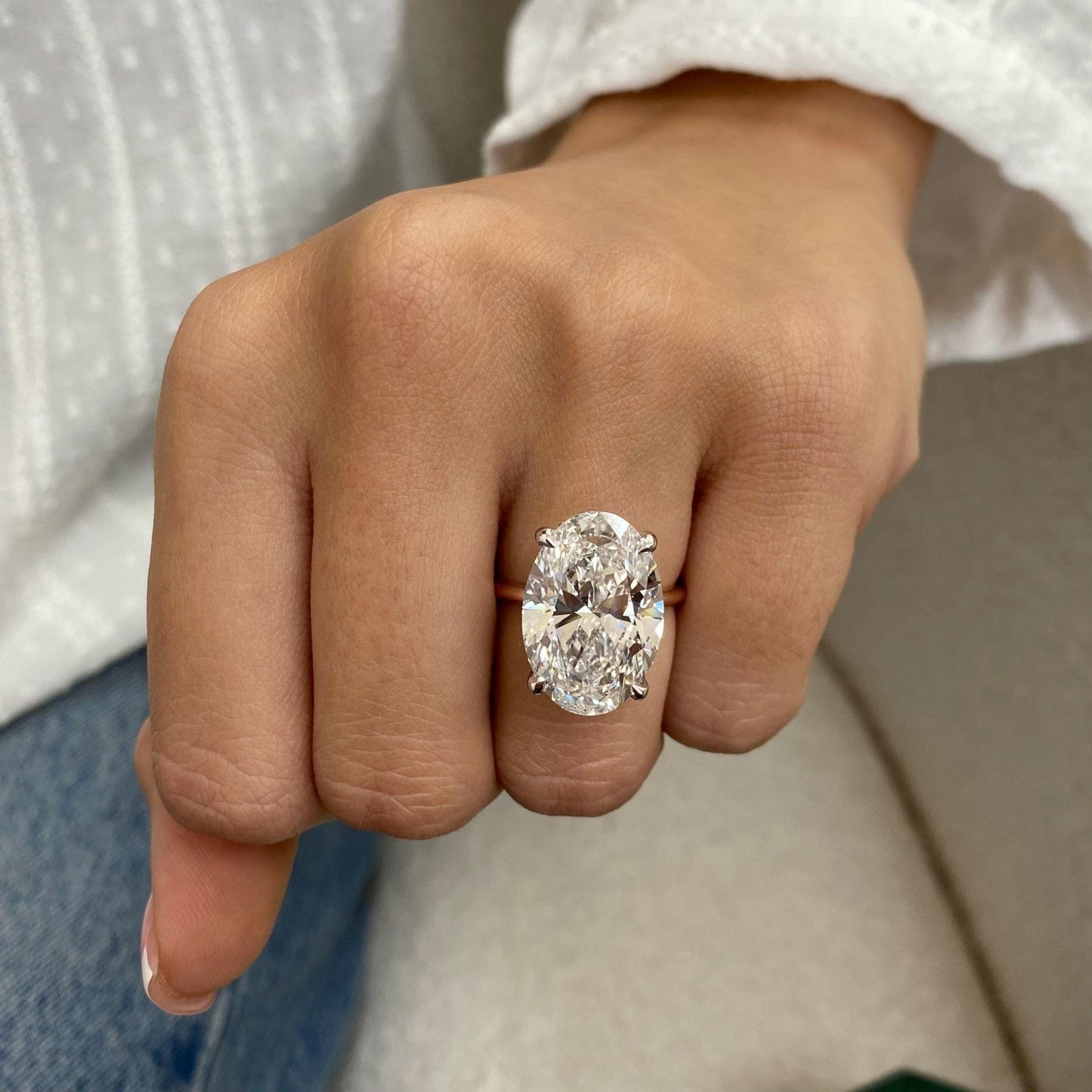 10.20 ct Anillo de compromiso con diamante ovalado en oro 14k - BODHANA