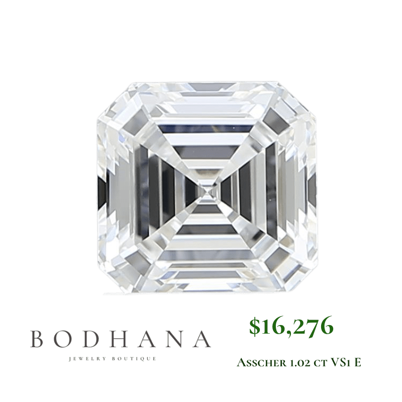 1.02 ct Diamante Lab Asscher Lab VS1 E - bodhana