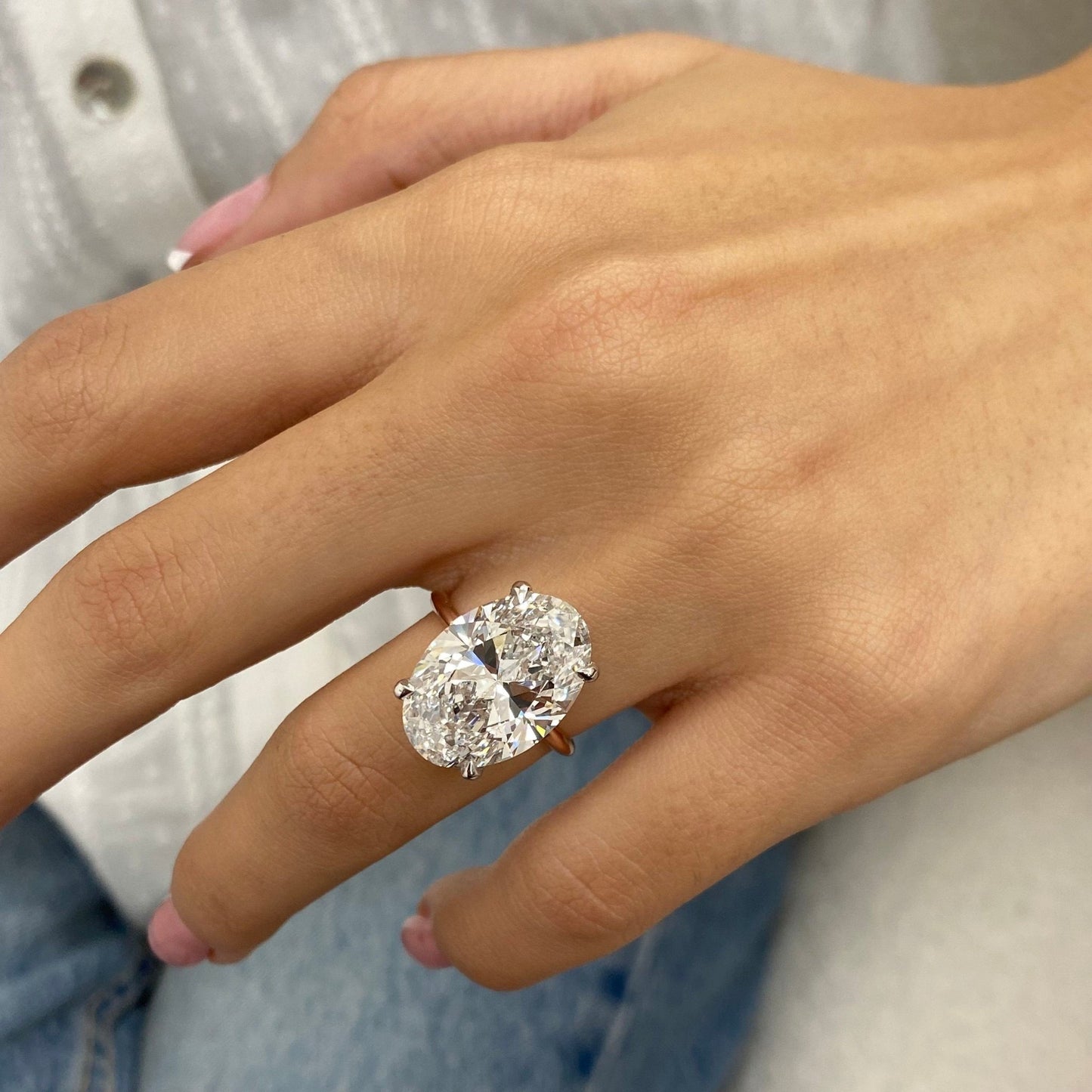 10.20 ct Anillo de compromiso con diamante ovalado en oro 14k - BODHANA