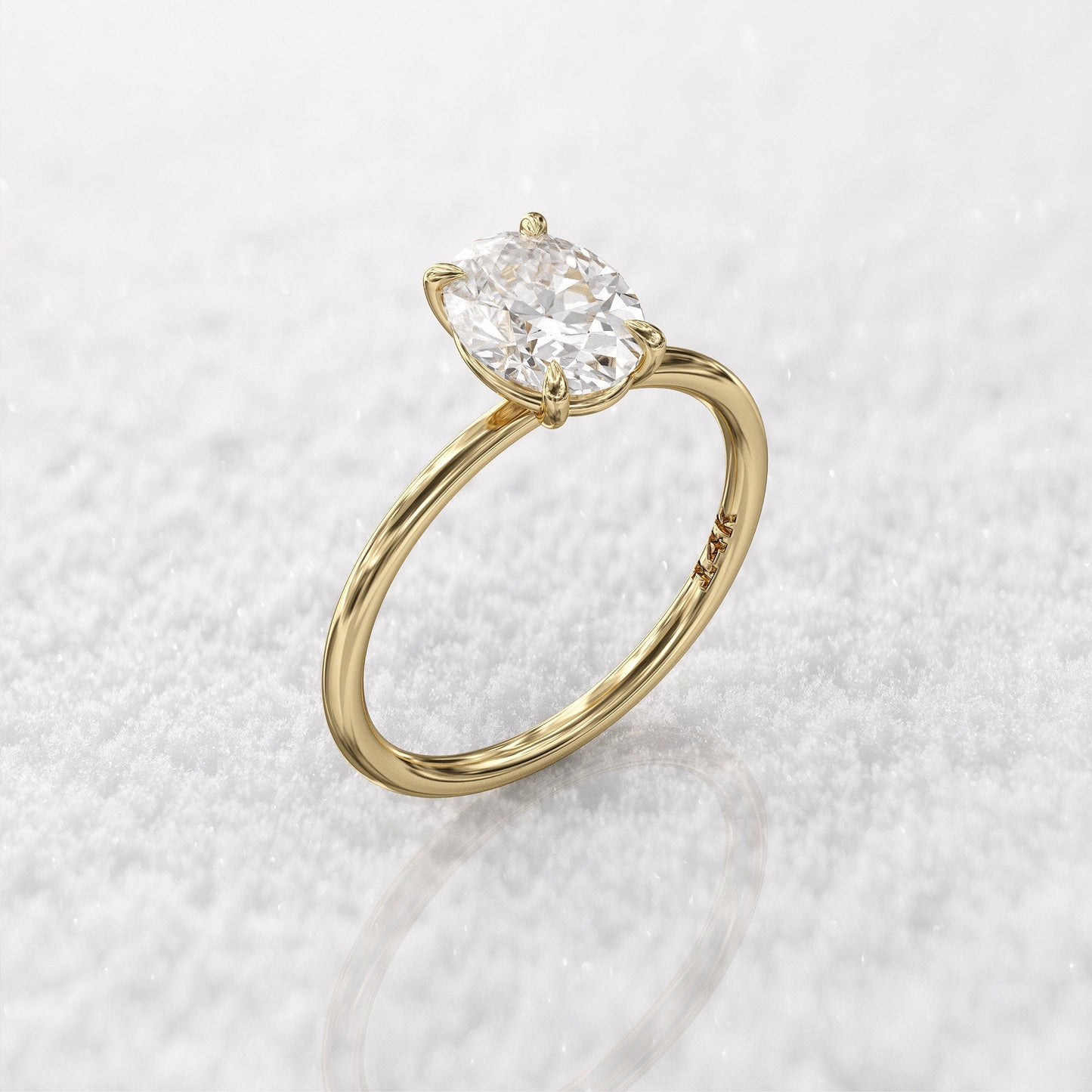 1.5 ct Anillo de compromiso con diamante ovalado oro sólido de 14K - BODHANA