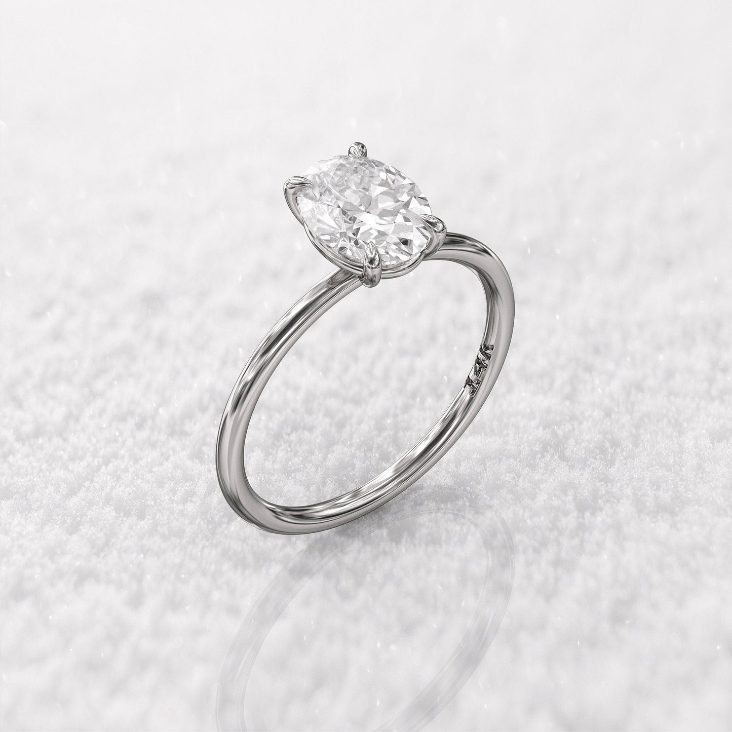 1.5 ct Anillo de compromiso con diamante ovalado oro sólido de 14K - BODHANA