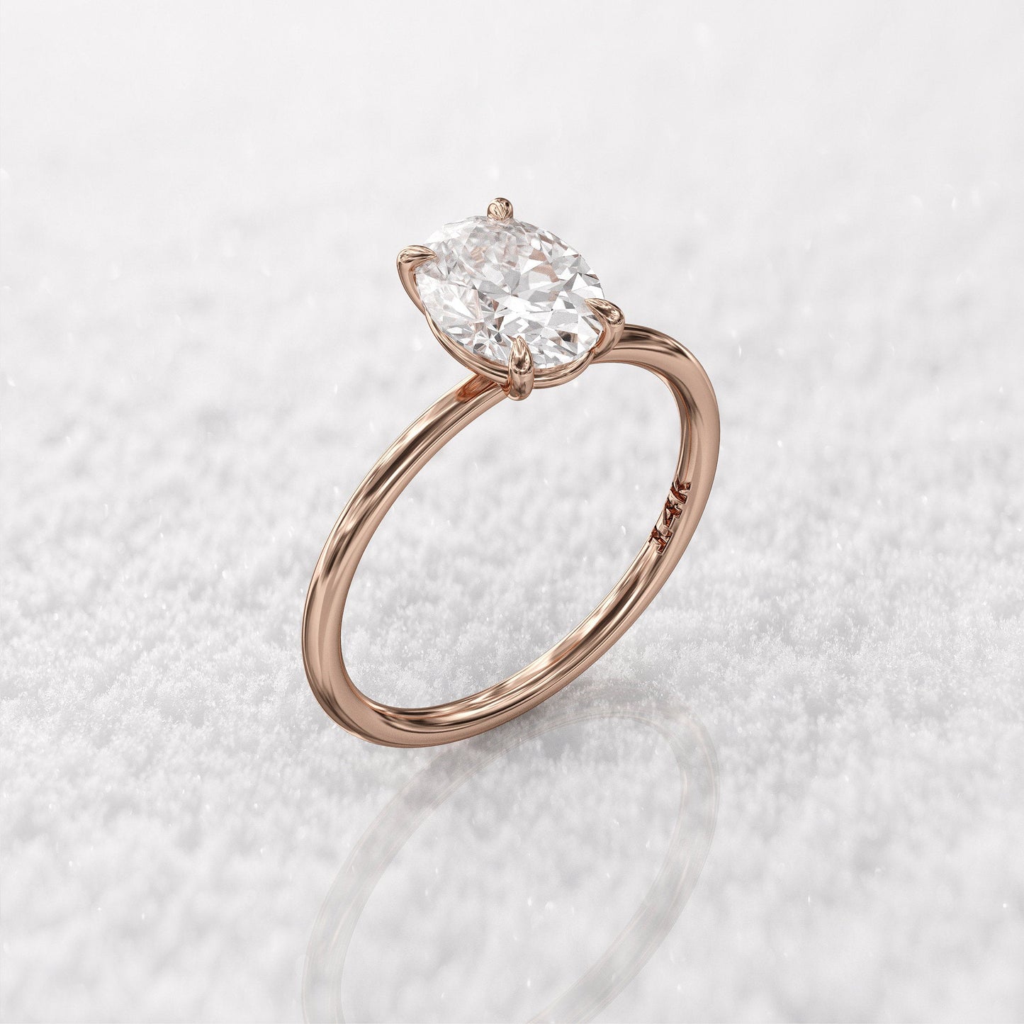 1.5 ct Anillo de compromiso con diamante ovalado oro sólido de 14K - BODHANA