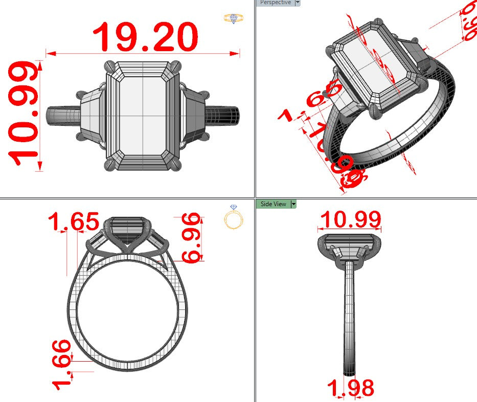 montura personalizda + 2 diamantes laterales 0.30 ct cada uno