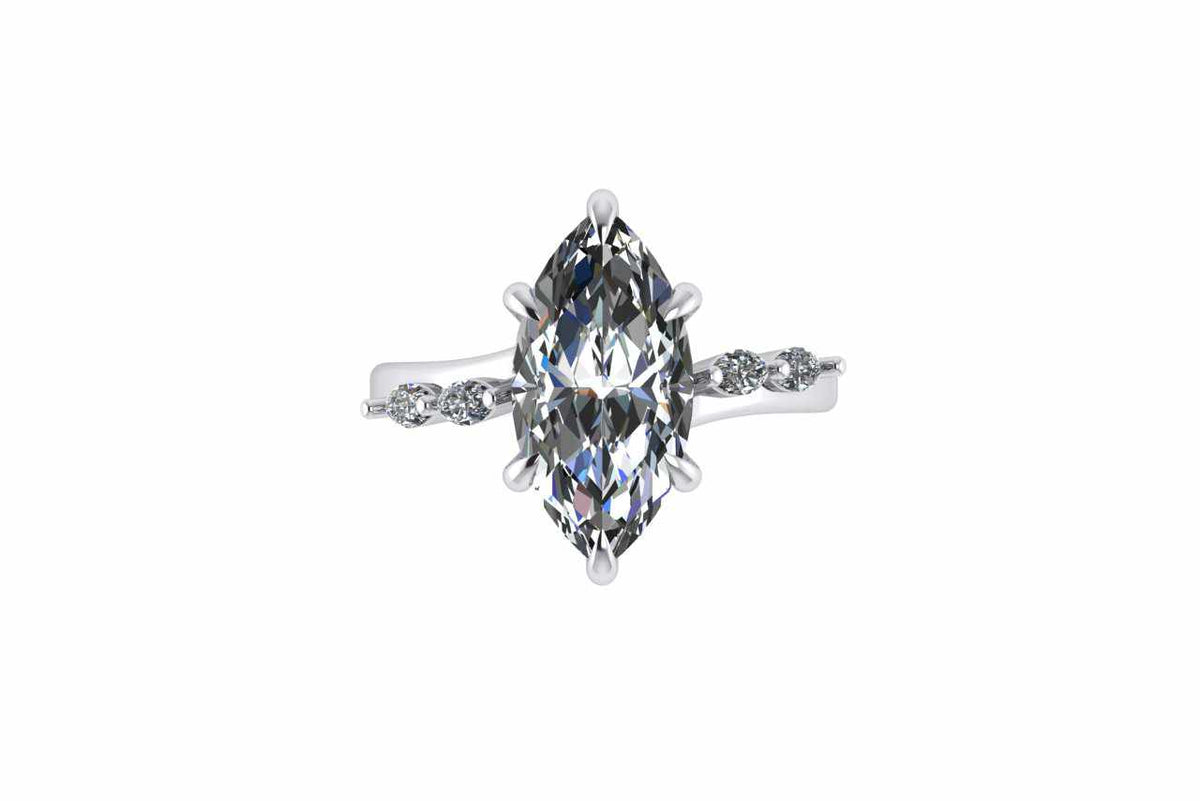 Anillo duplicado marquise pave plata y zirconia talla 5