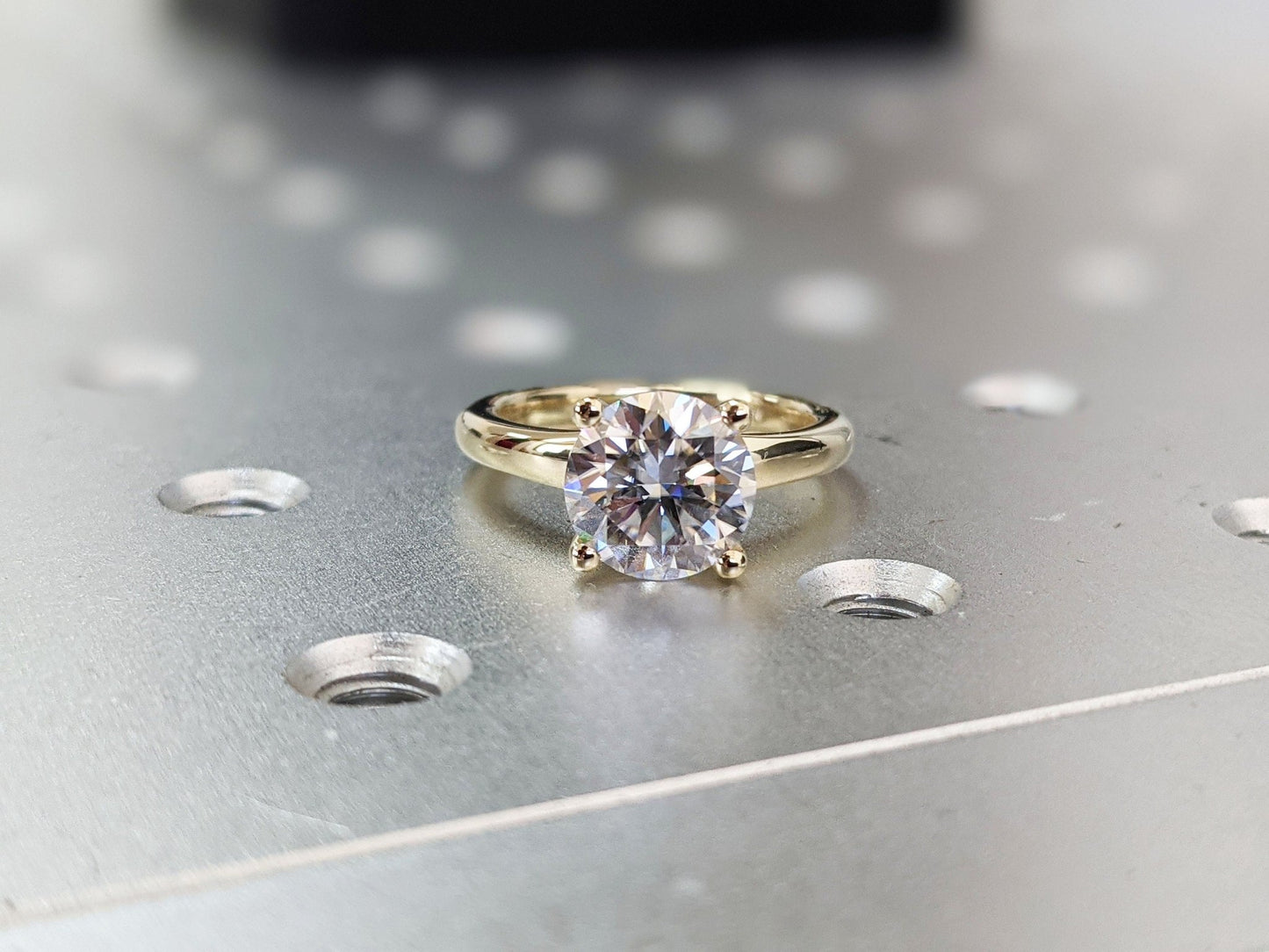 2.5 ct Anillo de compromiso con diamante redondo oro 14k - BODHANA