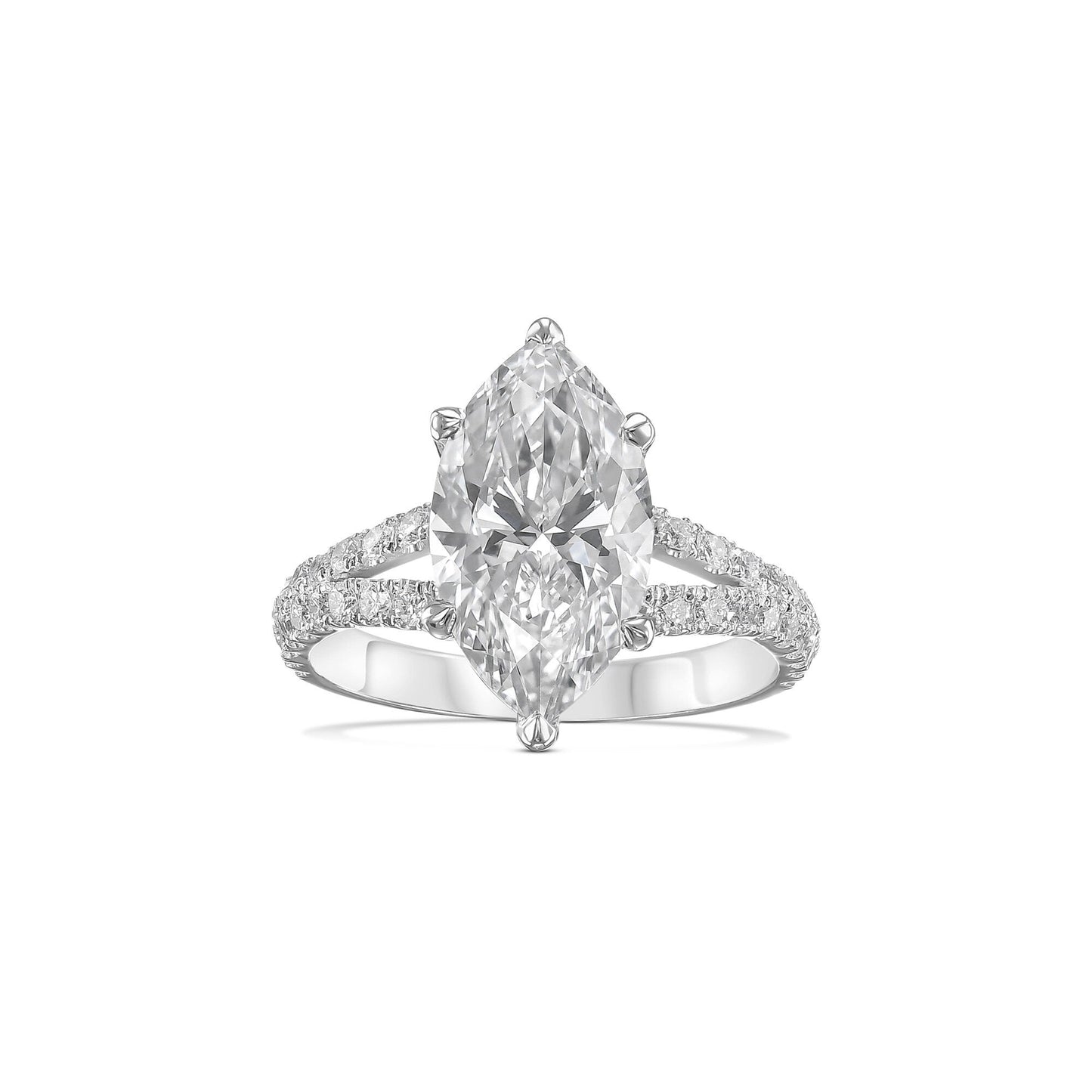 3.30 ct Anillo de compromiso con diamante corte Marquise en oro de 14k - BODHANA