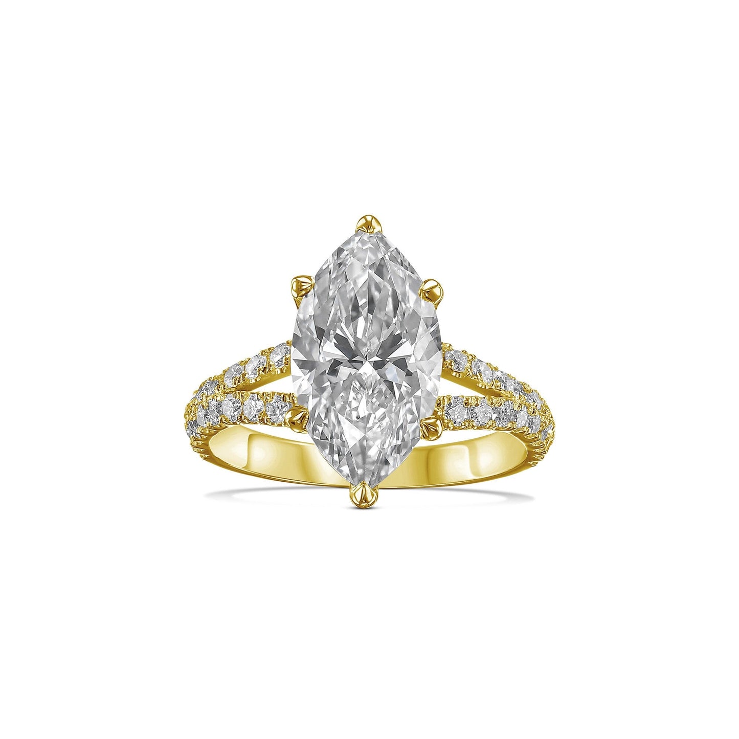 3.30 ct Anillo de compromiso con diamante corte Marquise en oro de 14k - BODHANA