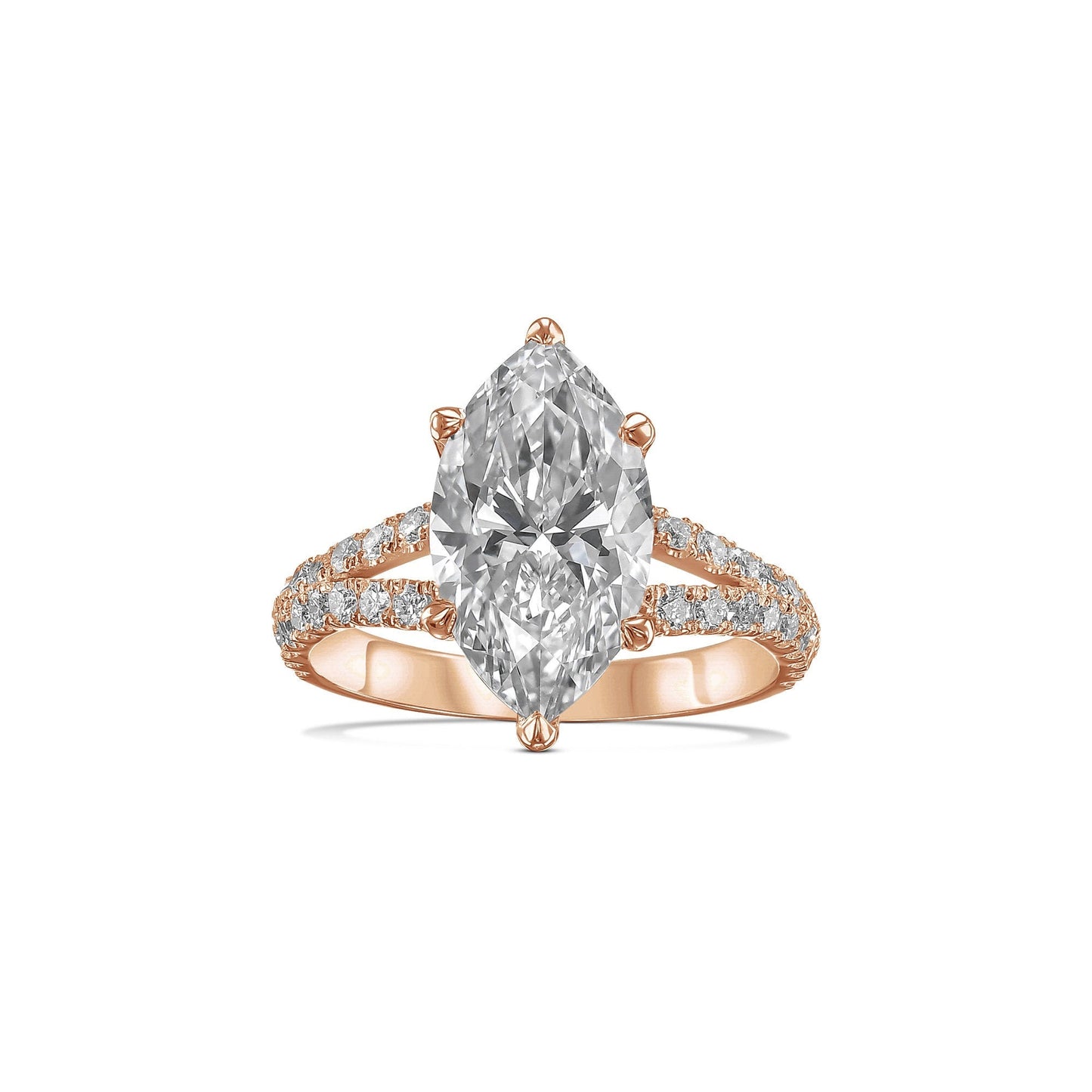 3.30 ct Anillo de compromiso con diamante corte Marquise en oro de 14k - BODHANA