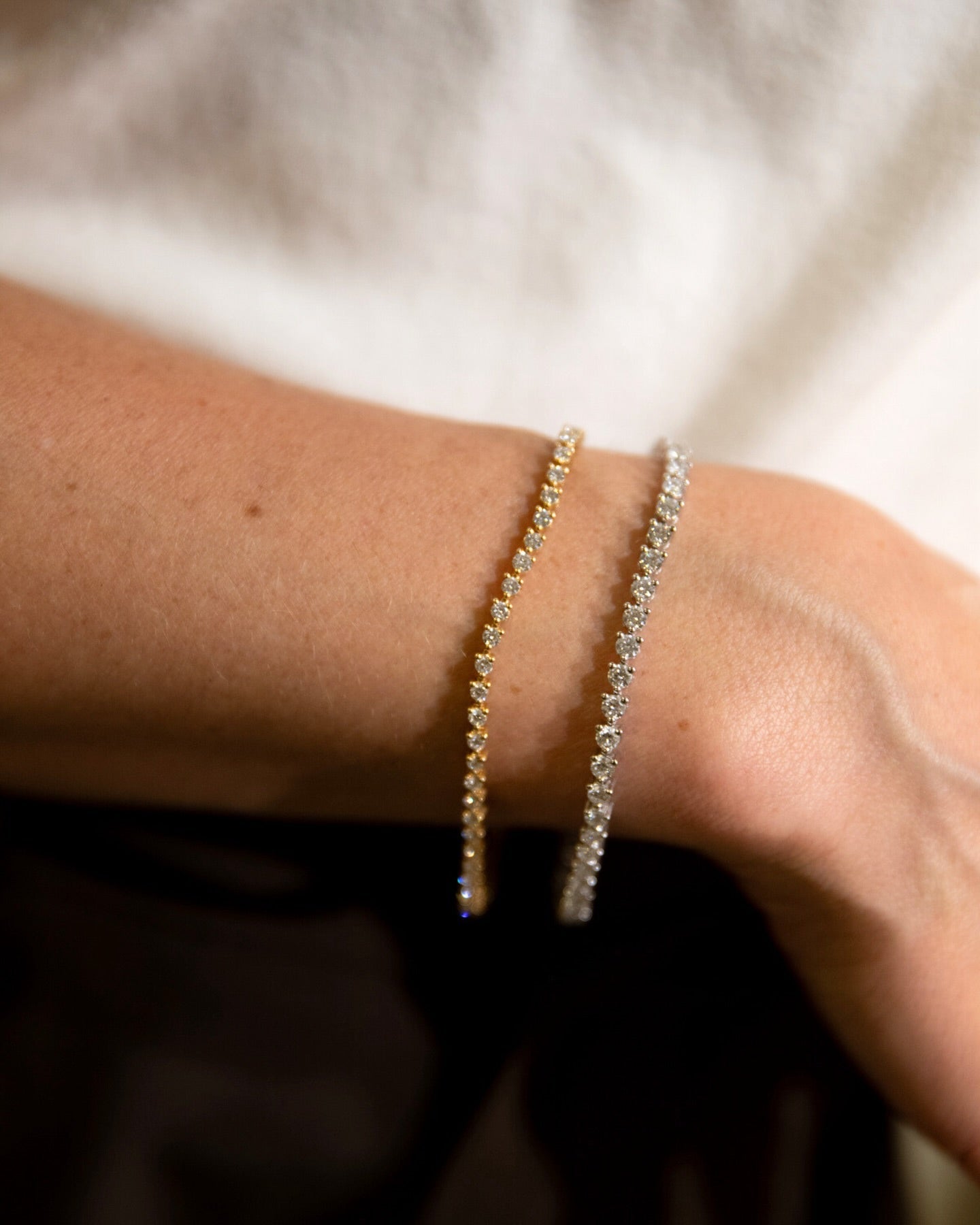 3 - 5 ct Pulsera Tenis con diamantes redondo Oro 14 Kilates - BODHANA