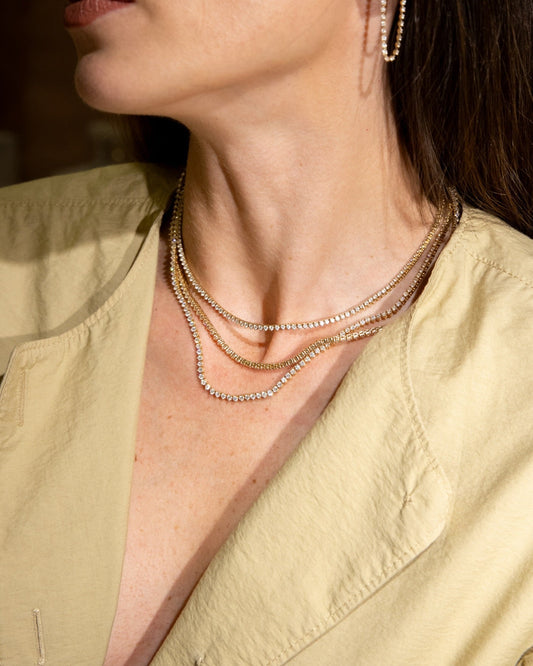 5 - 8 ct Cadena Tenis oro 14 Kilates y Diamantes Lab Certificados - BODHANA