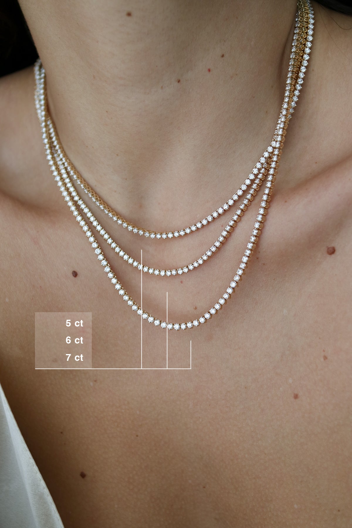5 - 8 ct Cadena Tenis oro 14 Kilates y Diamantes Lab Certificados - BODHANA
