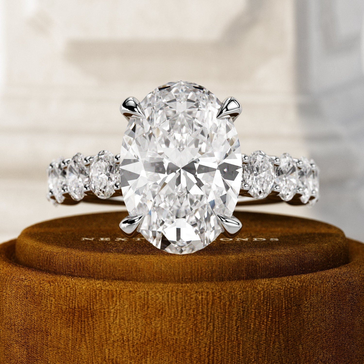 ct Anillo de compromiso con diamante Ovalado Oro 14K Oro Rosa