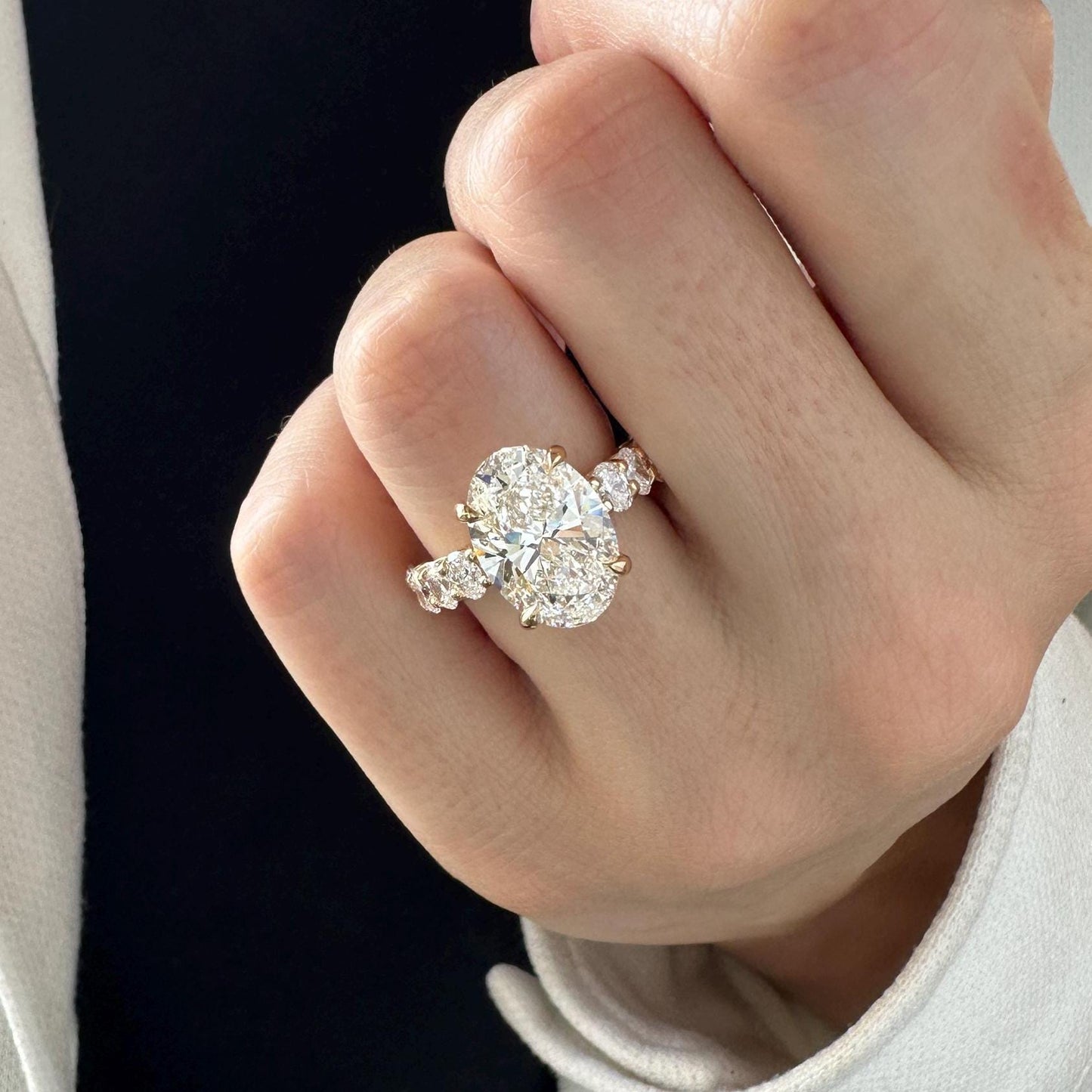 5 ct Anillo de compromiso con diamante Ovalado Oro 14K - BODHANA