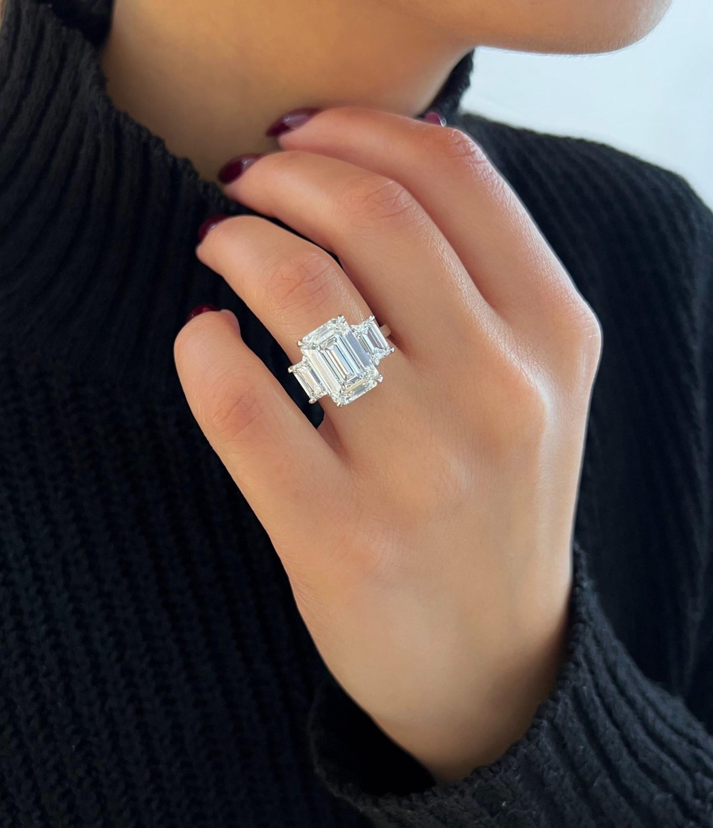 6 ct Anillo de compromiso con diamante Corte esmeralda Oro 14k - BODHANA