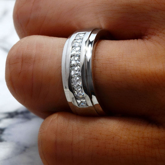 Anillo Compromiso Hombre Diamante Laboratorio Asscher 1.50 Quilates