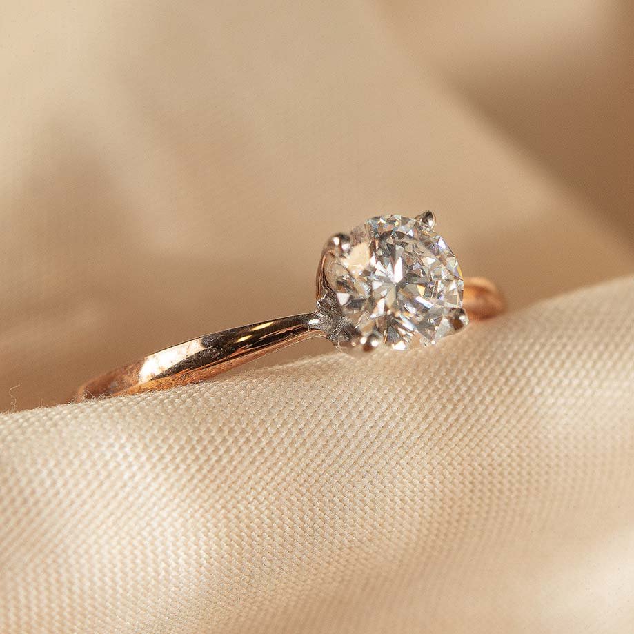 1.00 ct Anillo de compromiso con diamante Redondo Oro blanco - BODHANA