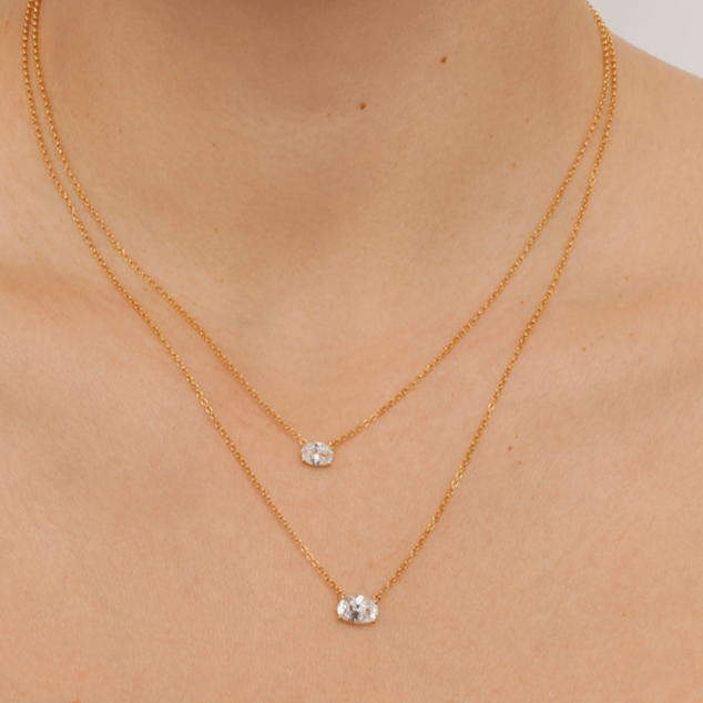 collar de oro con diamante Oval - BODHANA