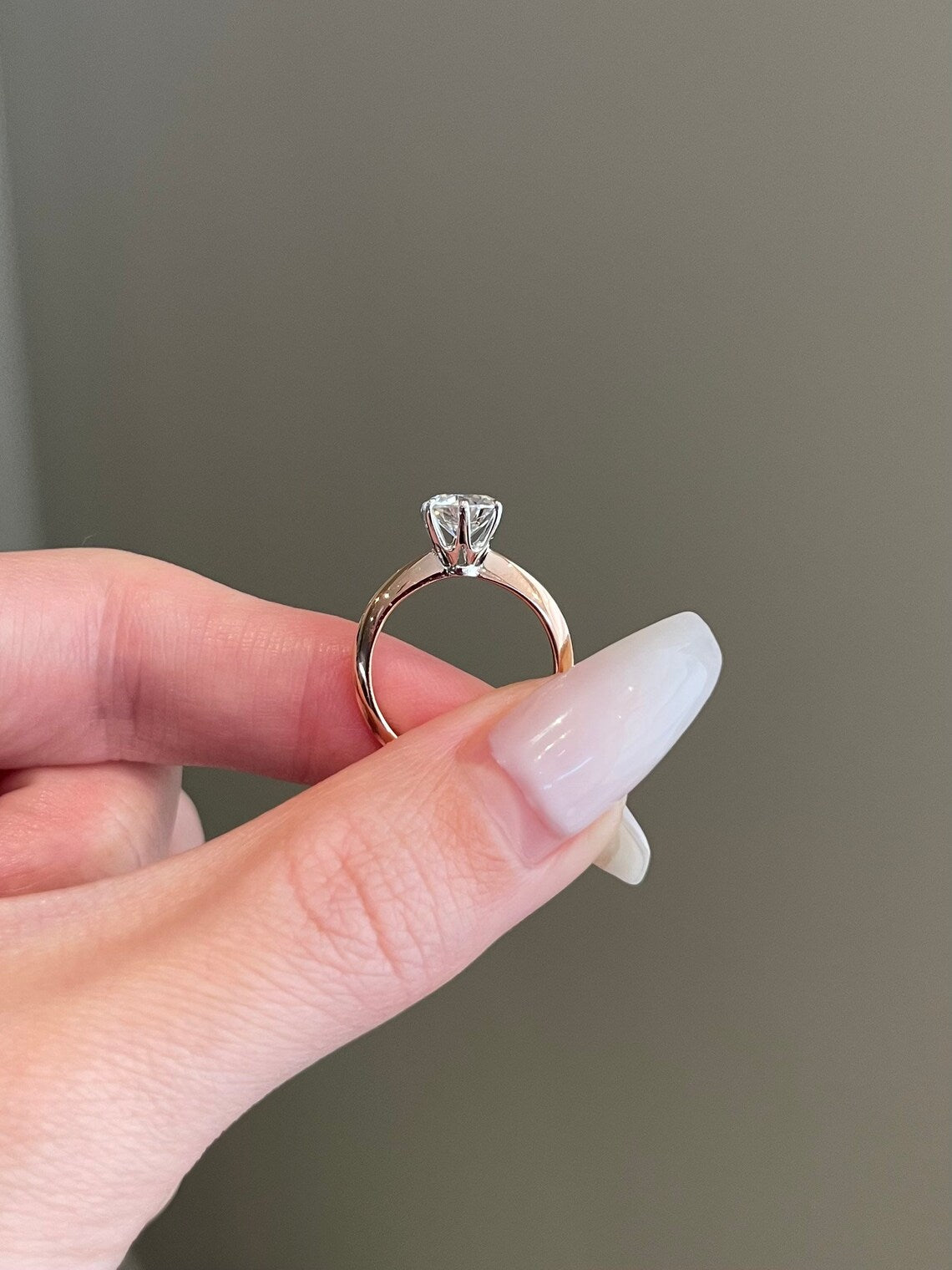 1 ct Anillo de compromiso con diamante redondo oro 14K