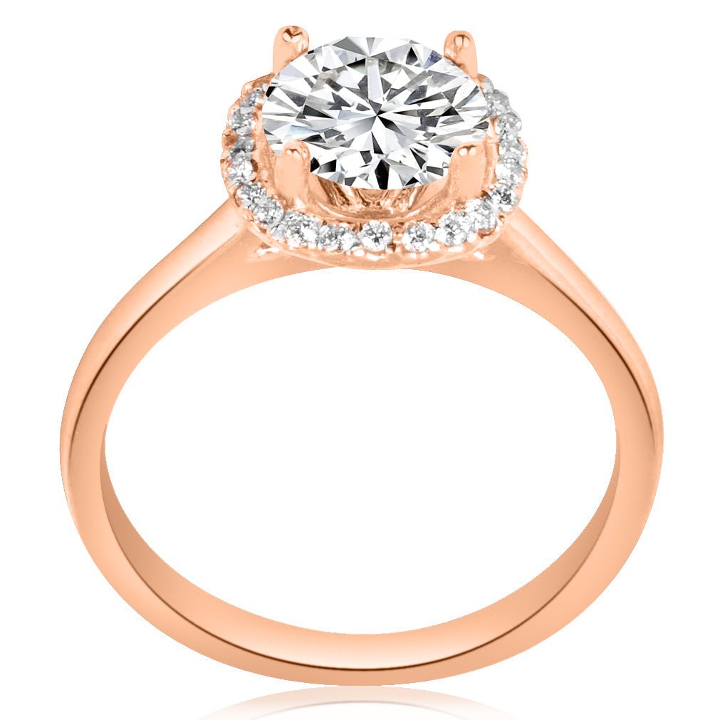 Montura estilo halo cojín para anillo de compromiso (no incluye diamante central) - BODHANA