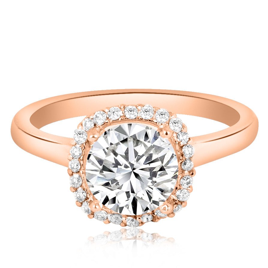Montura estilo halo cojín para anillo de compromiso (no incluye diamante central) - BODHANA