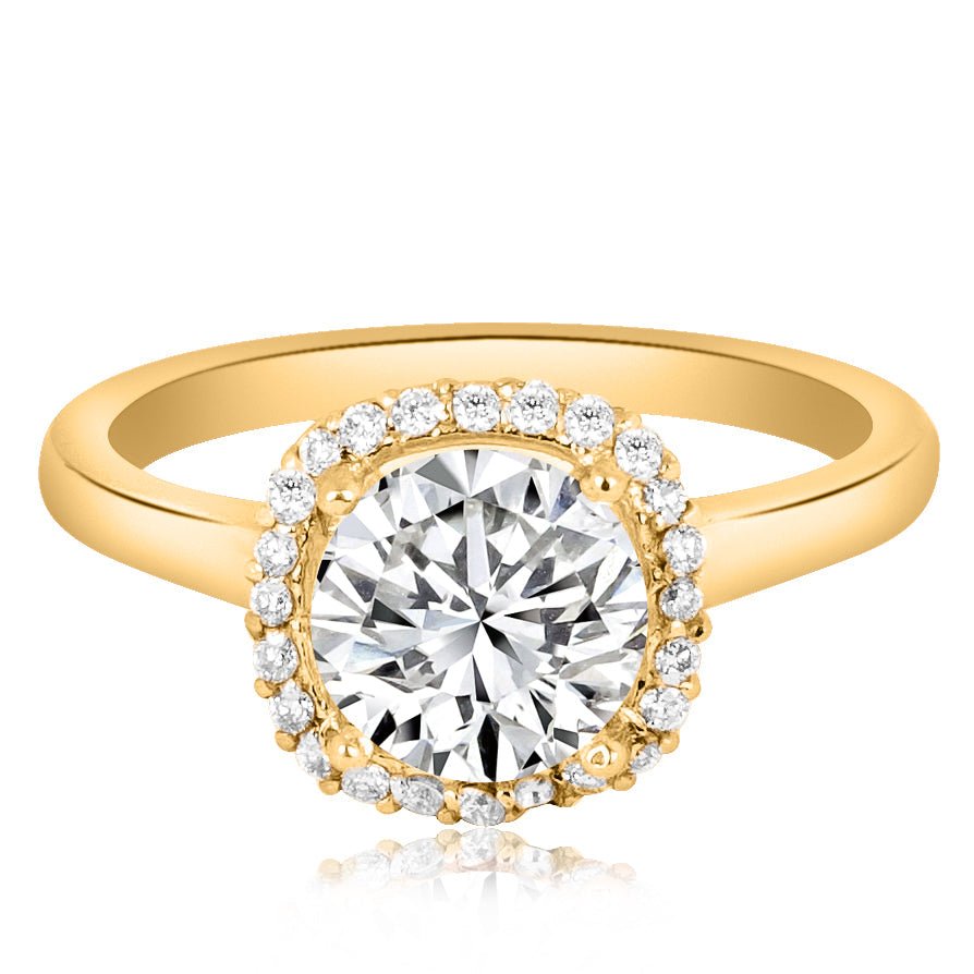 Montura estilo halo cojín para anillo de compromiso (no incluye diamante central) - BODHANA