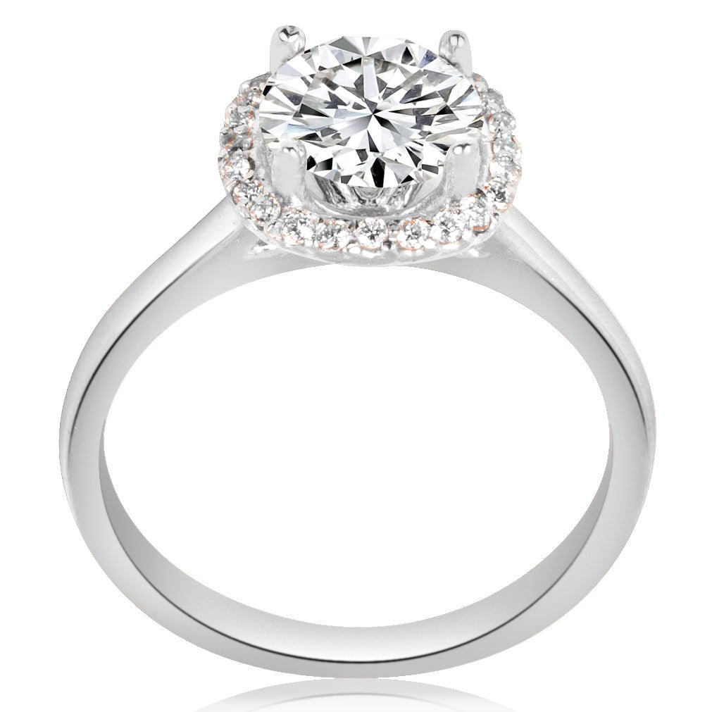 Montura estilo halo cojín para anillo de compromiso (no incluye diamante central) - BODHANA