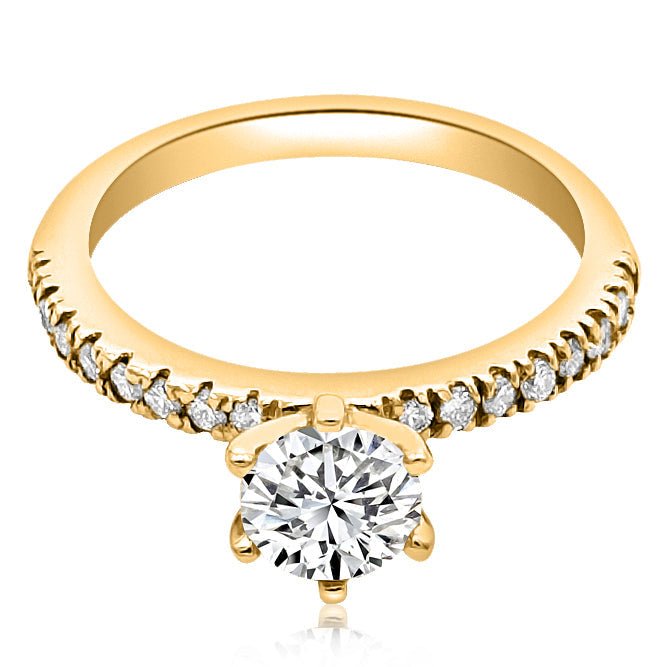 montura para anillo de compromiso con diamantes Pave (no incluye diamante central) - BODHANA