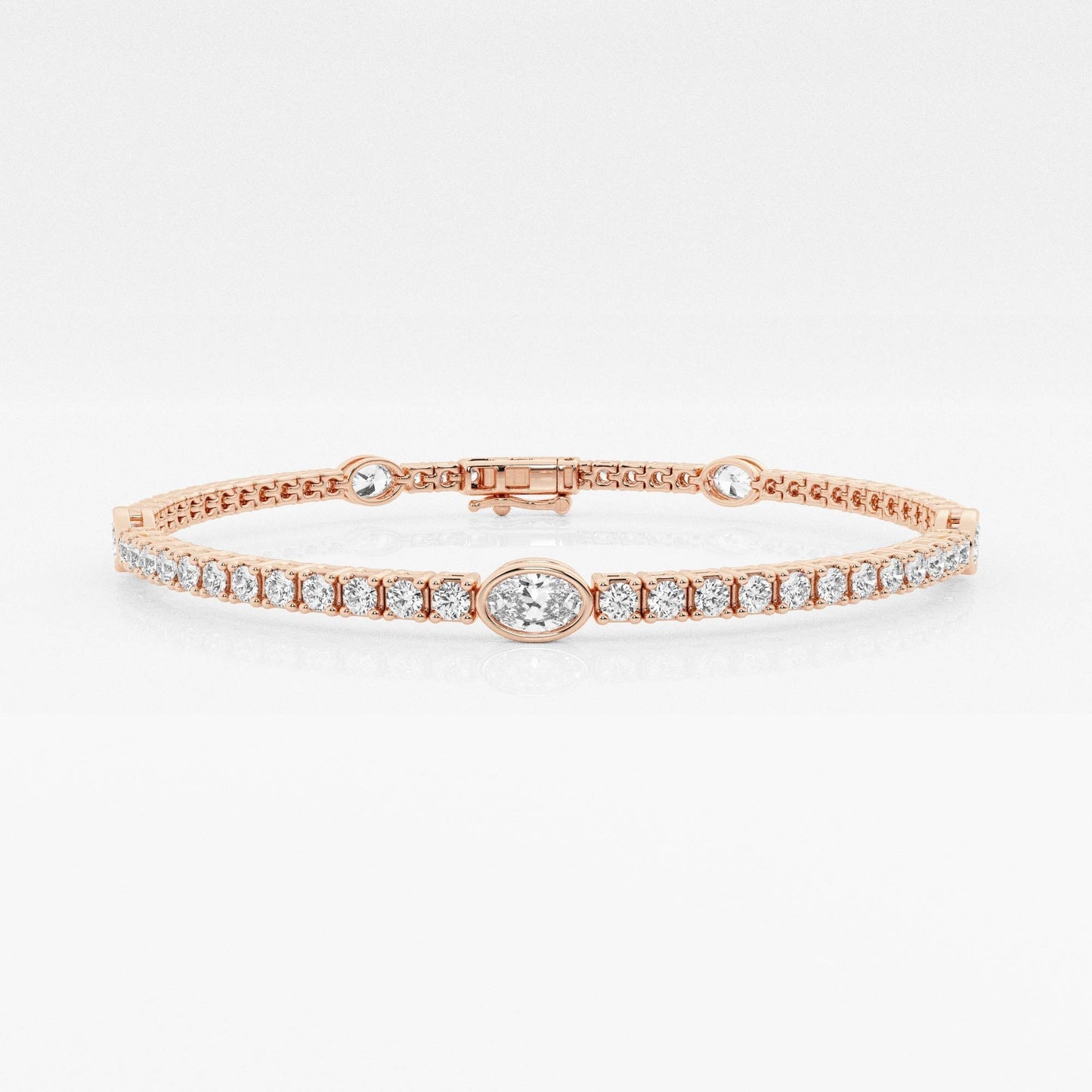 Pulsera Tenis con Diamante Oval en oro de 14 Kilates - BODHANA