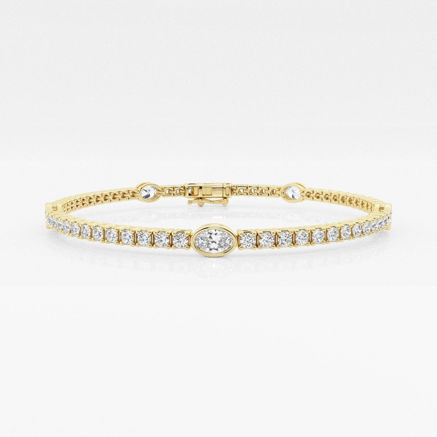 Pulsera Tenis con Diamante Oval en oro de 14 Kilates - BODHANA