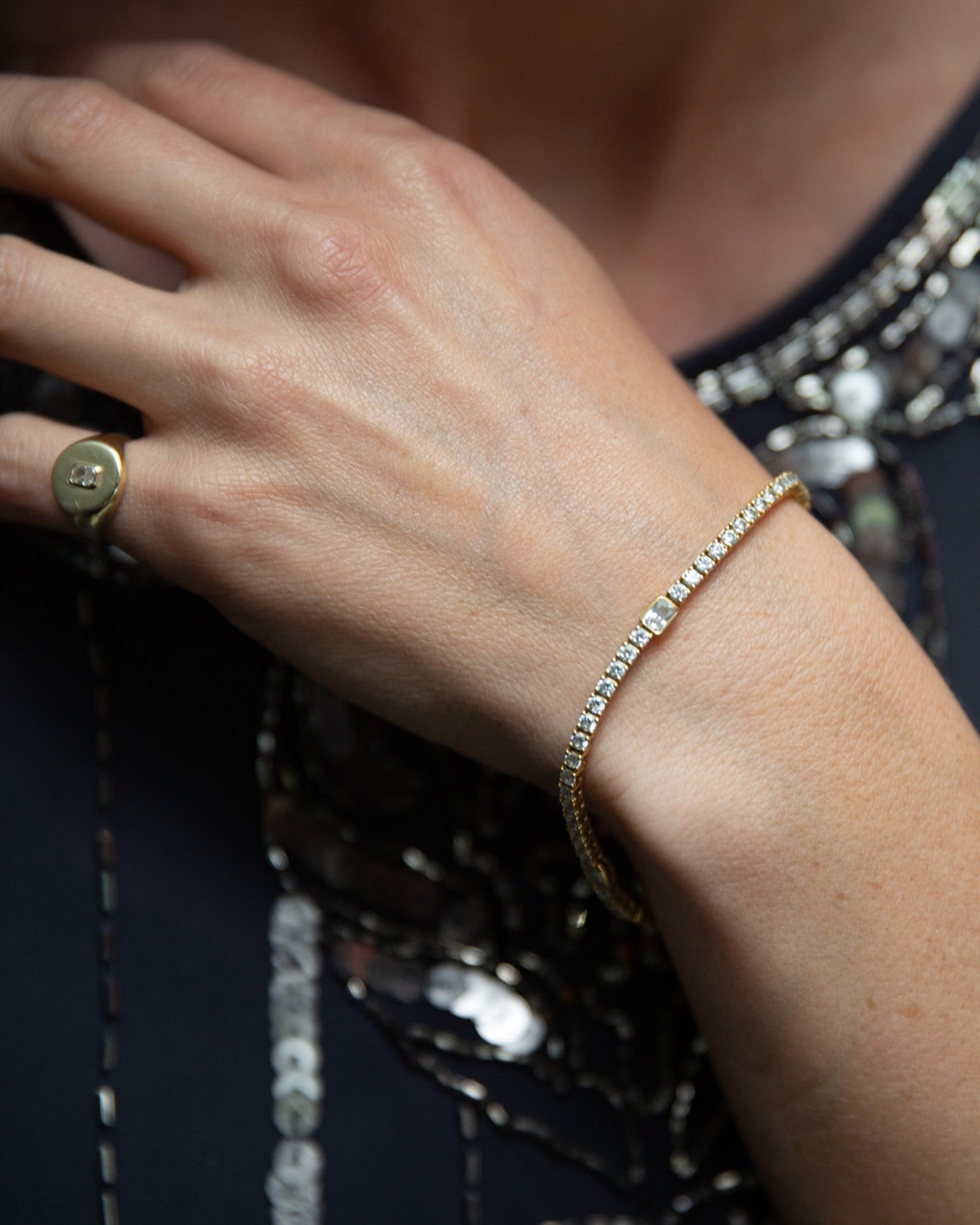 Pulsera Tenis con Diamante Radiante - BODHANA