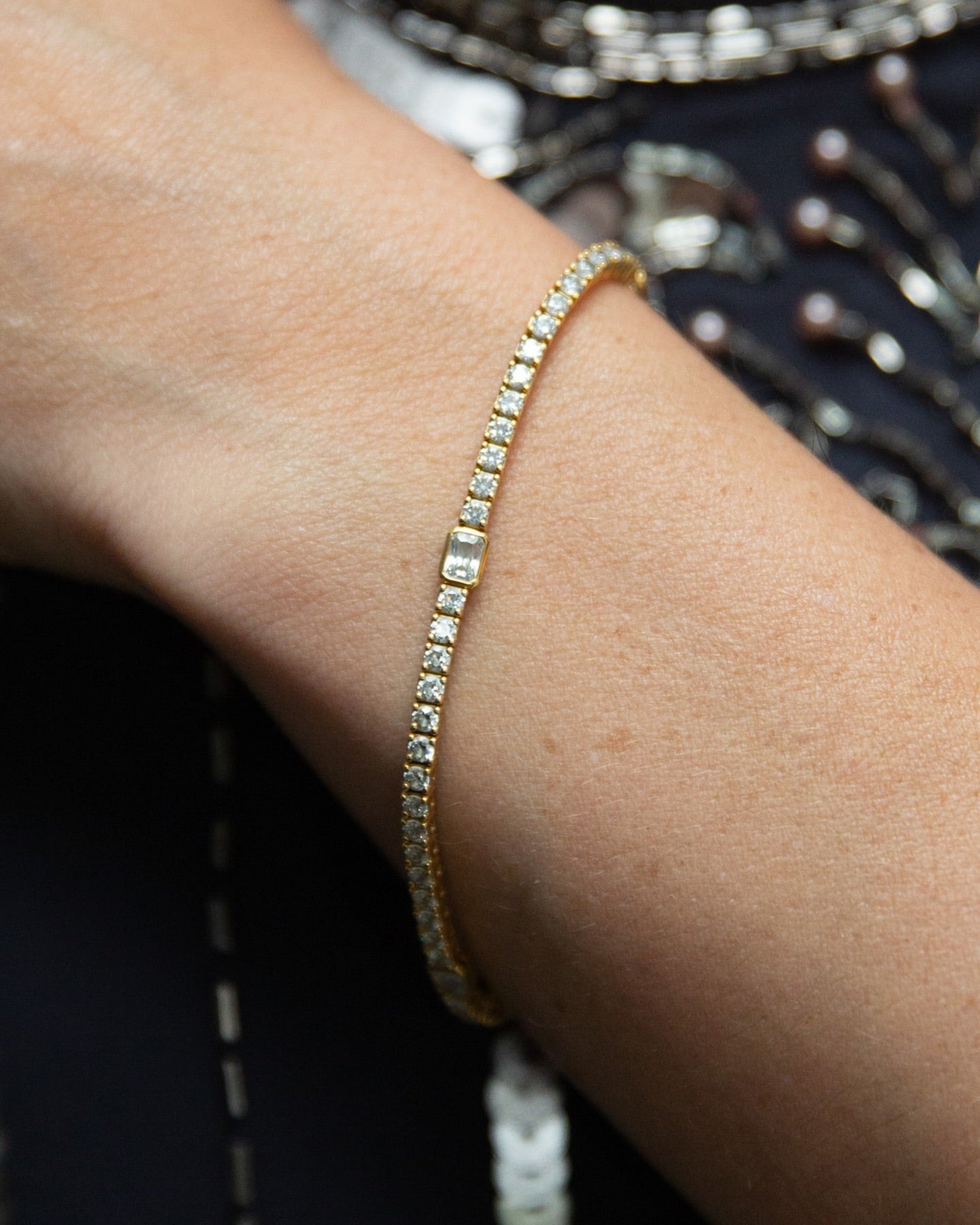Pulsera Tenis con Diamante Radiante - BODHANA