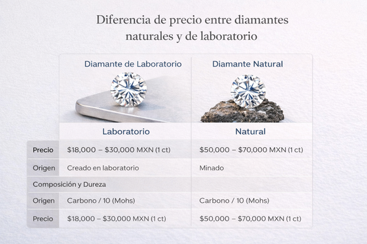 precio entre diamantes naturales y de laboratorio
