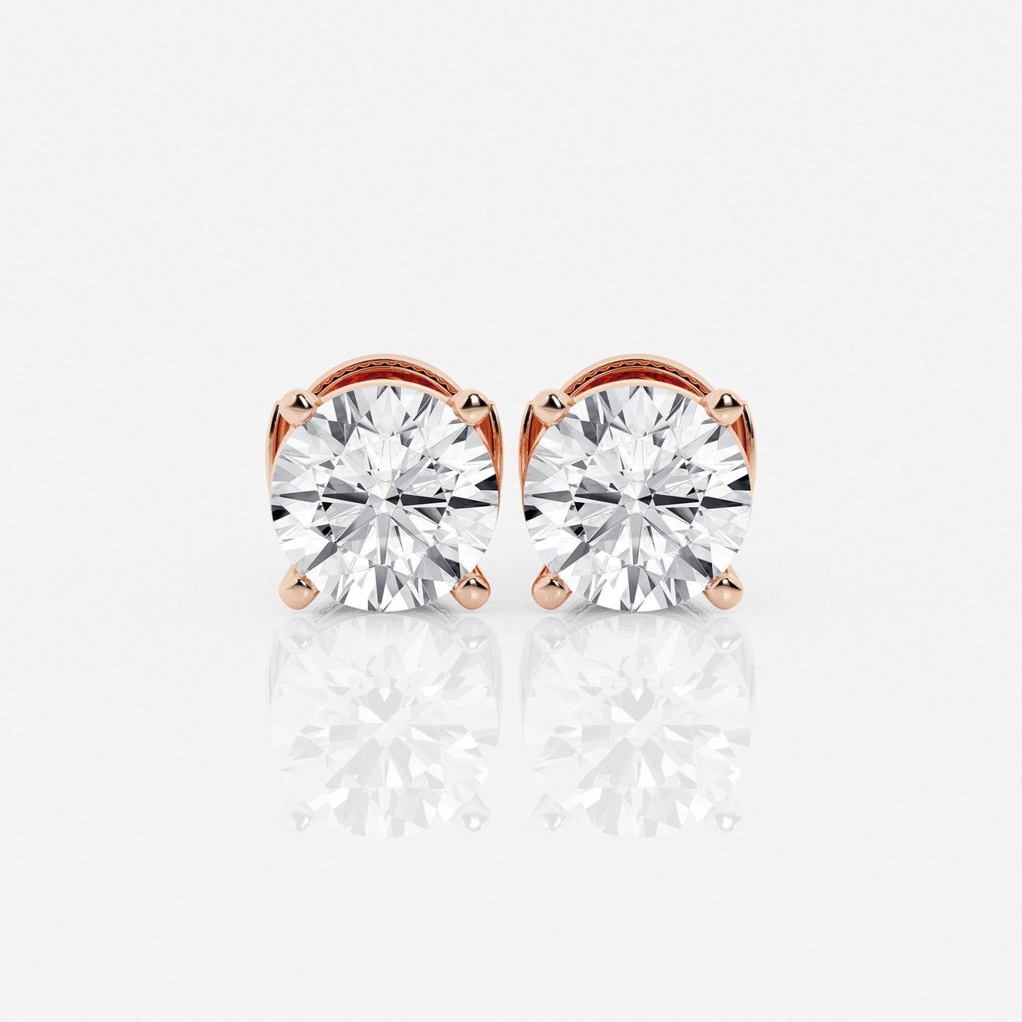 1 - 4 ct Aretes Broqueles con diamante redondo - BODHANA