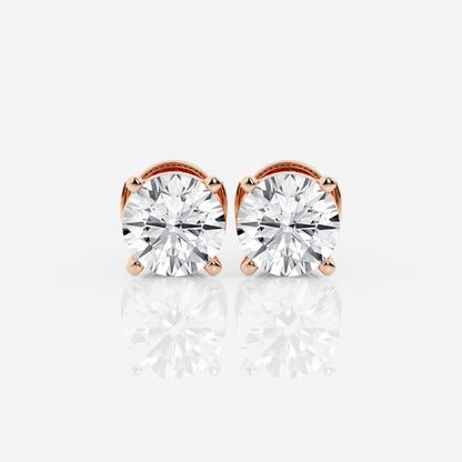 1 - 4 ct Aretes Broqueles con diamante redondo - BODHANA