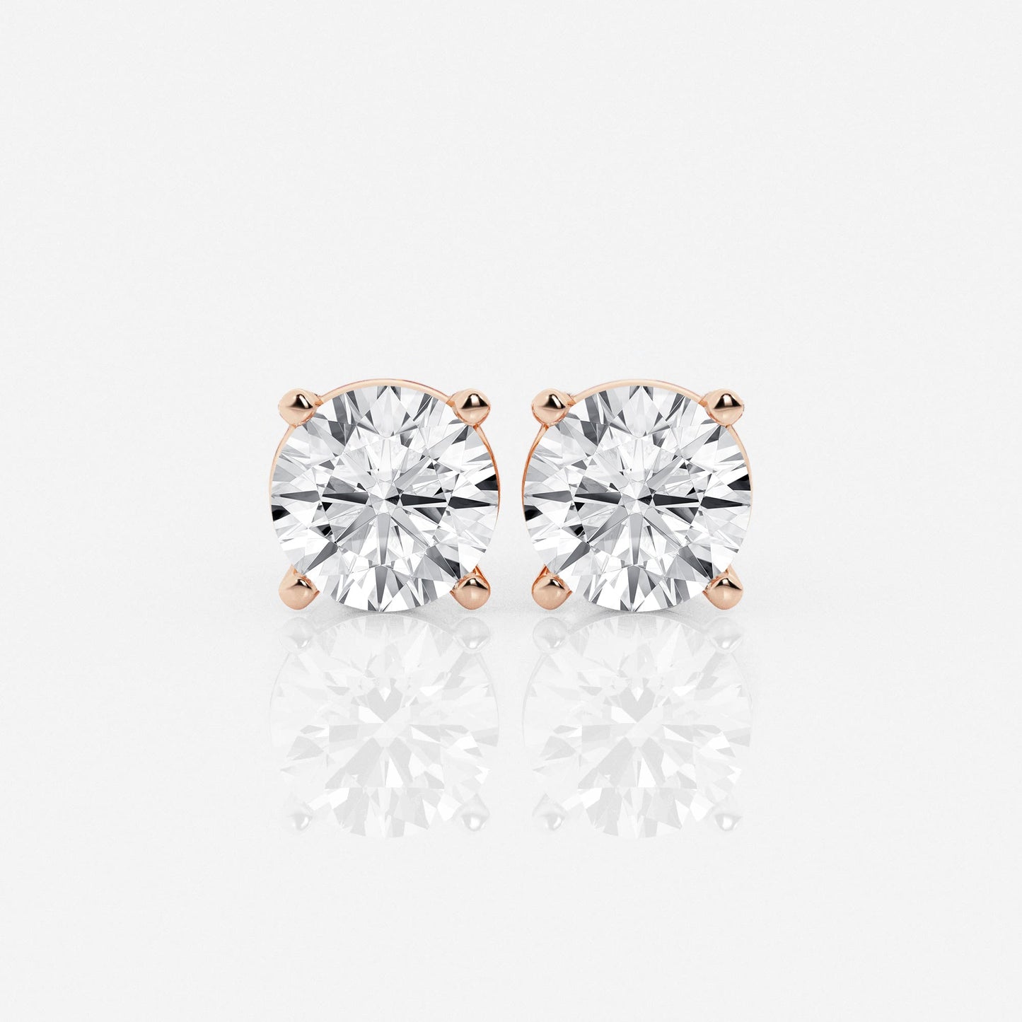 1 - 4 ct Aretes Broqueles con diamante redondo - BODHANA